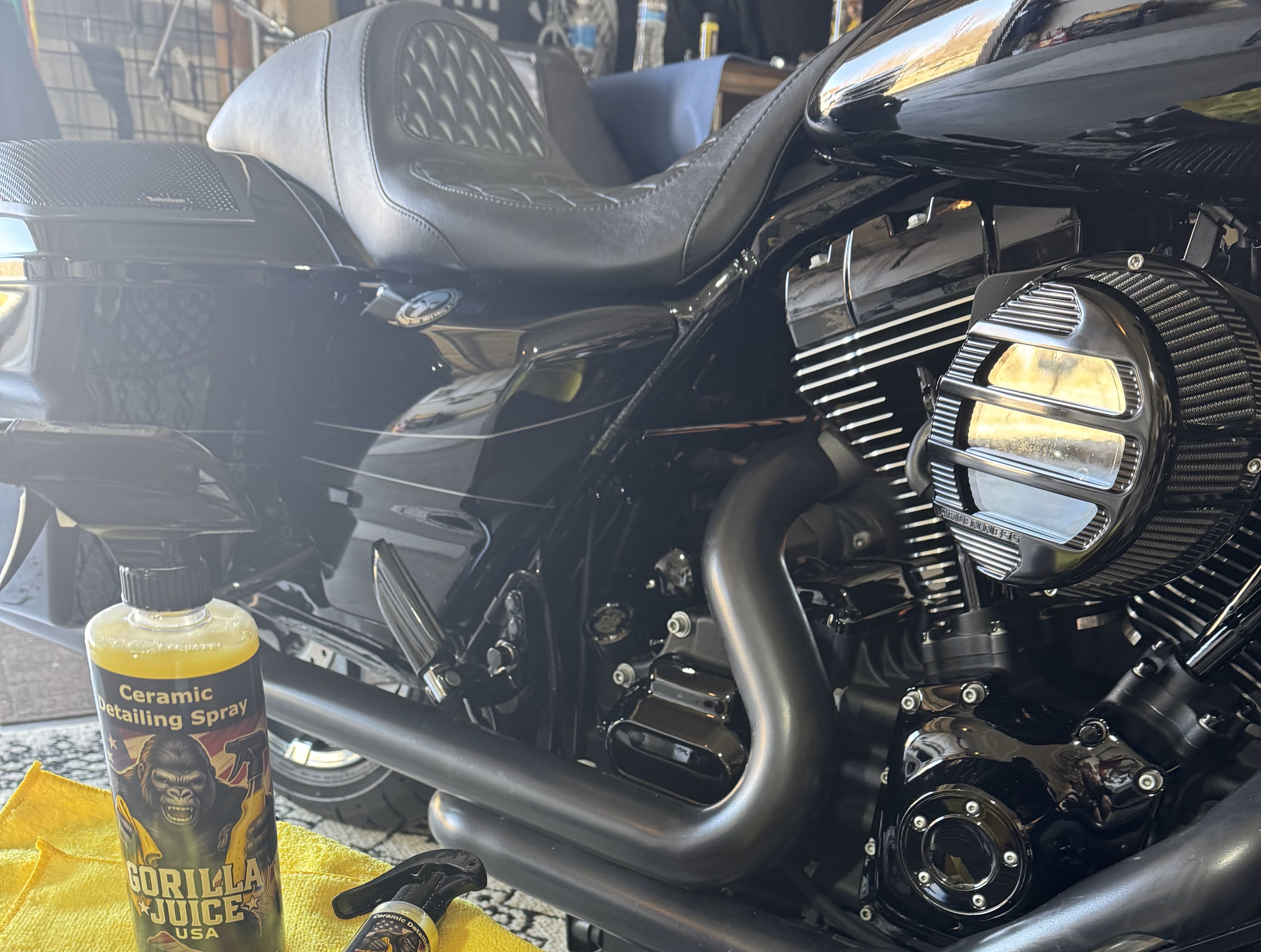 Gorilla Juice being applied to motorcycle